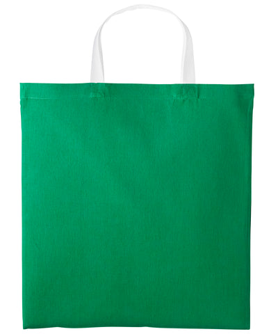 Varsity cotton shopper short handle | kelly green/white