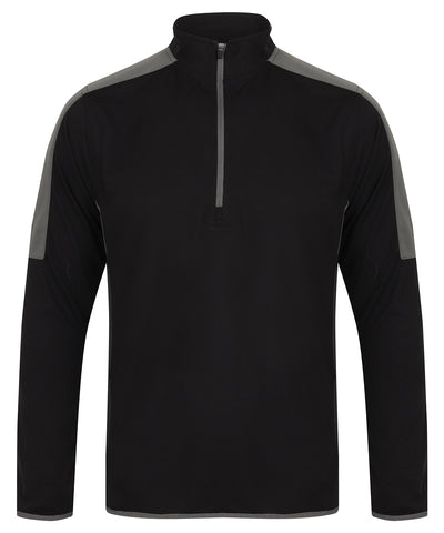 zip mid-layer with contrast panelling | black/gunmetal grey