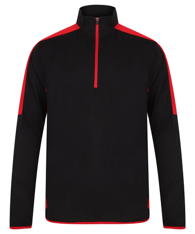 zip mid-layer with contrast panelling | black/red