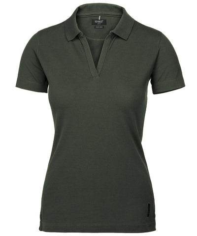 Womens Harvard v-neck  stretch deluxe polo | olive
