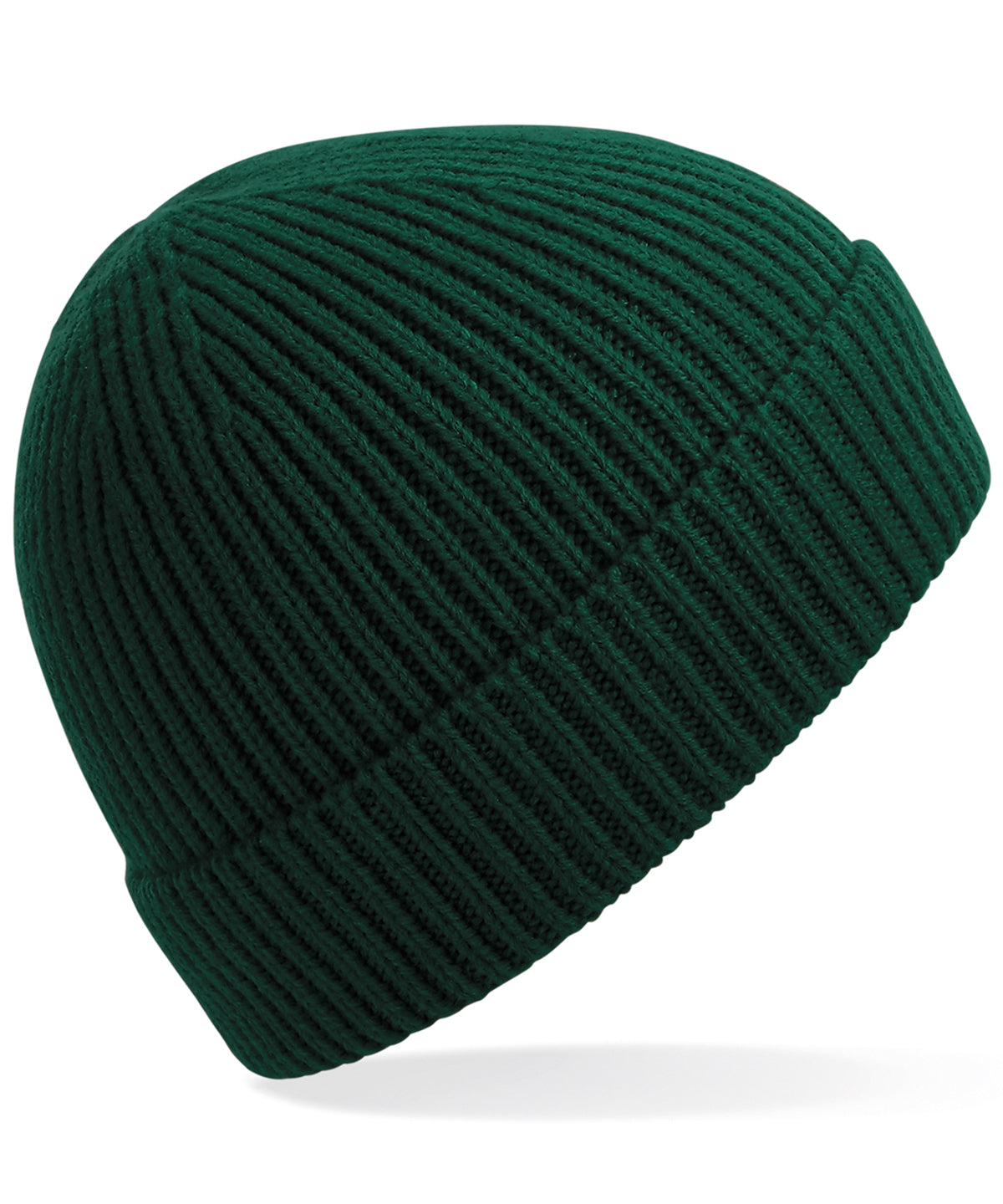 Engineered knit ribbed beanie | bottle green