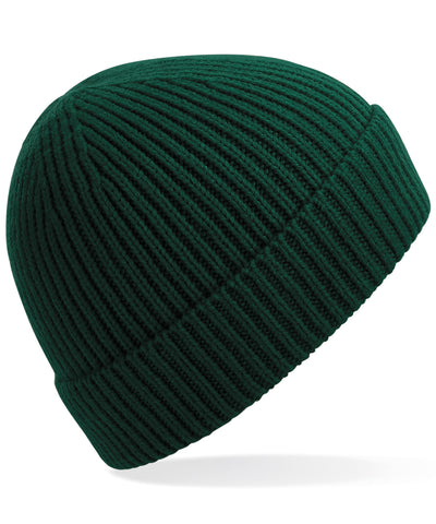 Engineered knit ribbed beanie | bottle green
