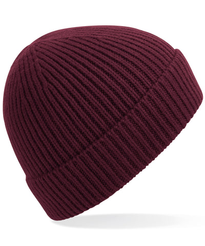 Engineered knit ribbed beanie | Burgundy