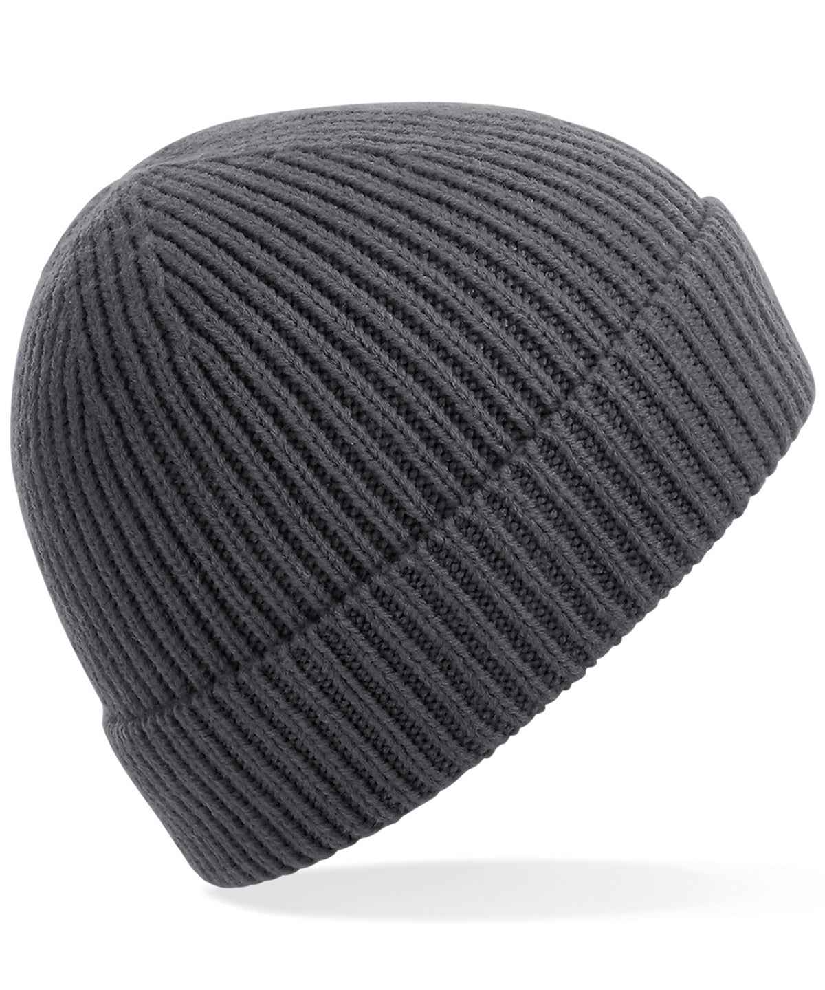 Engineered knit ribbed beanie | graphite grey
