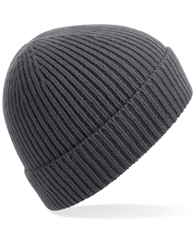 Engineered knit ribbed beanie | graphite grey