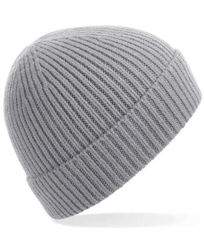 Engineered knit ribbed beanie | light grey