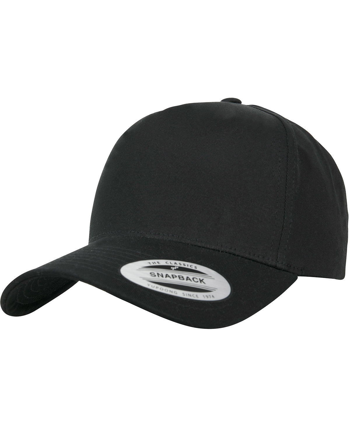 5-panel curved classic snapback (7707) | black