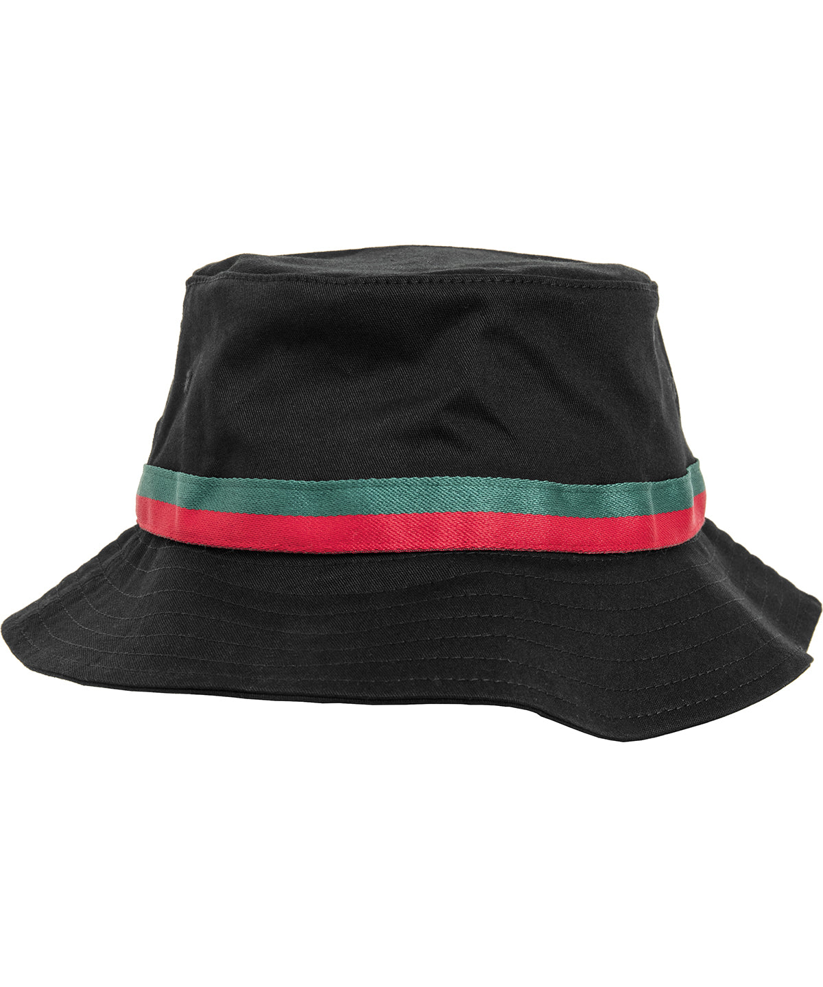 Stripe bucket hat (5003S) | black/fire red/green