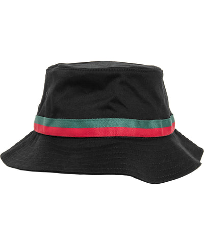 Stripe bucket hat (5003S) | black/fire red/green