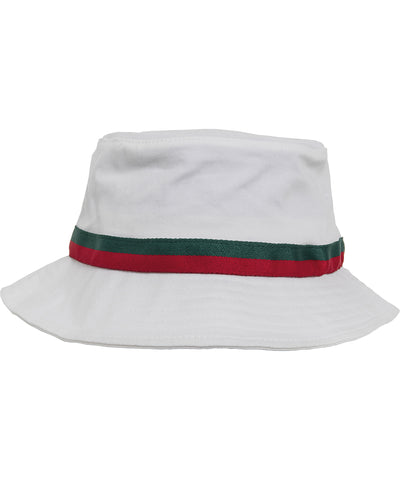 Stripe bucket hat (5003S) | white/fire red/green