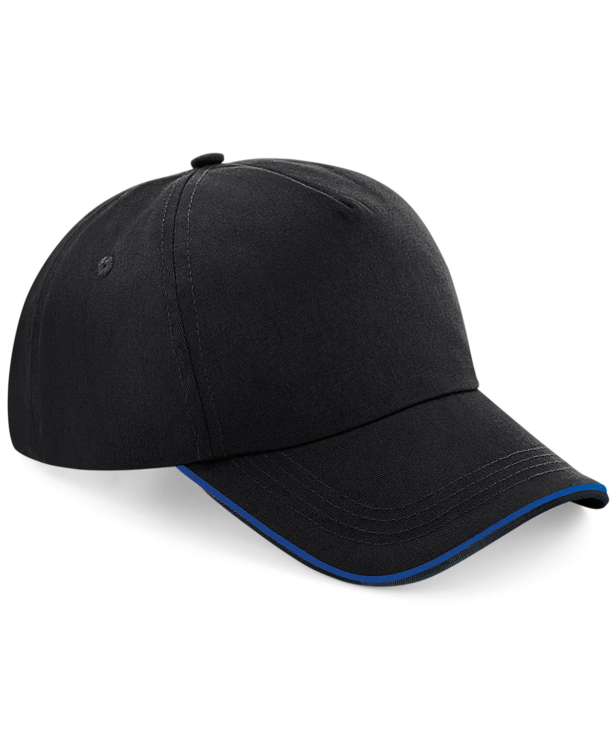 Authentic 5-panel cap - piped peak | Black/Bright Royal