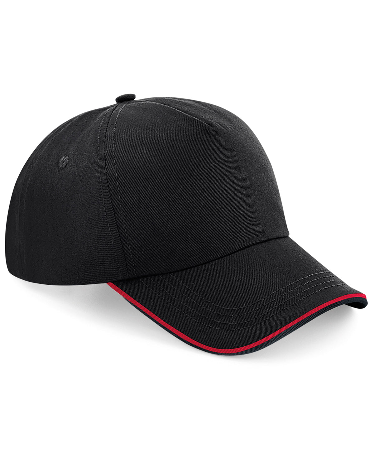 Authentic 5-panel cap - piped peak | Black/Classic Red