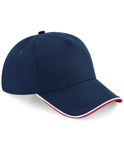 Authentic 5-panel cap - piped peak | french navy/classic red/white