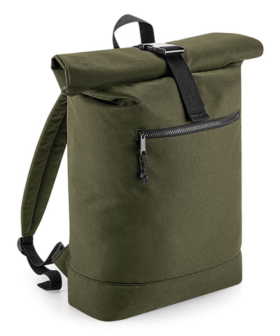 Recycled rolled-top backpack | military green