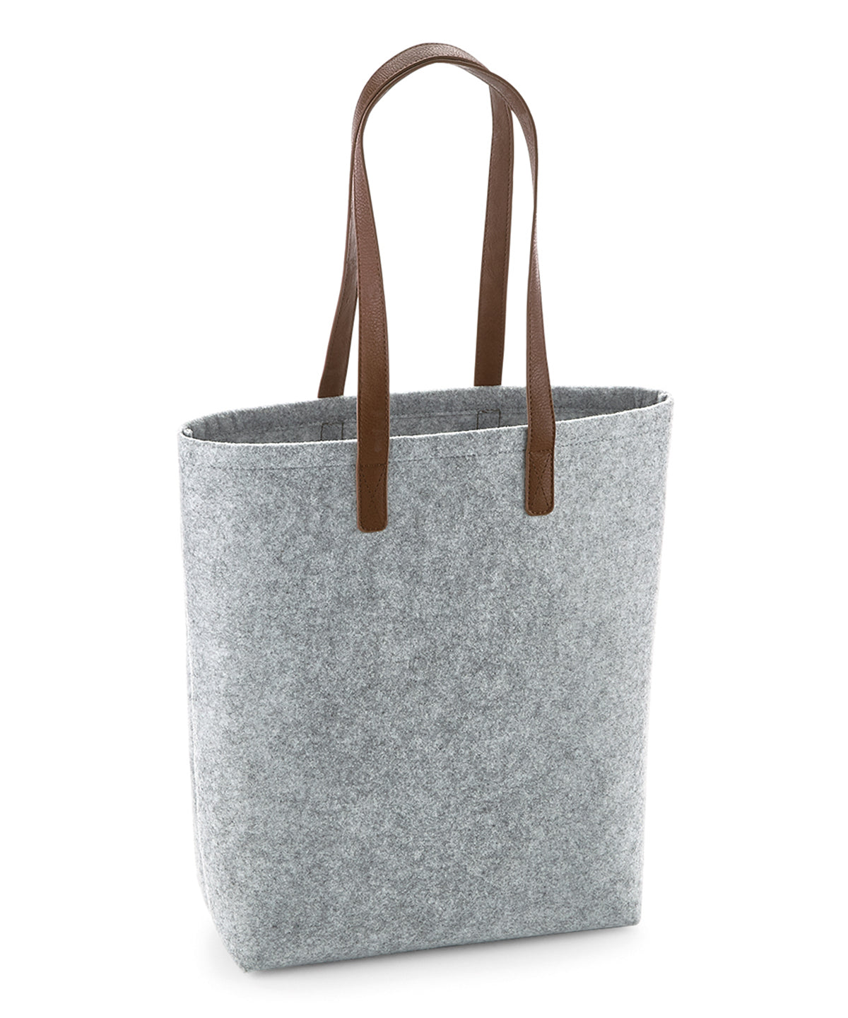 Premium felt tote | grey melange/tan