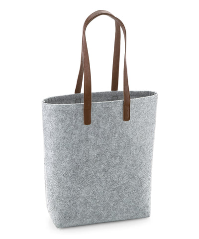 Premium felt tote | grey melange/tan