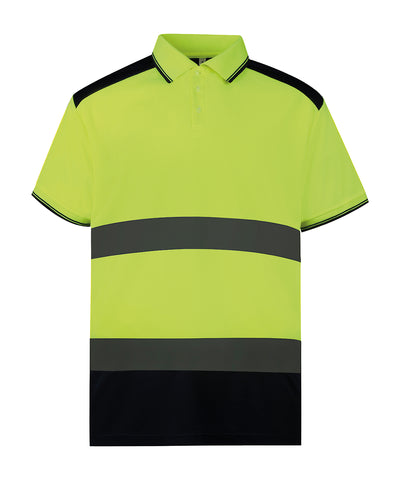 Hi-vis two-tone polo shirt (HVJ220) | yellow/navy