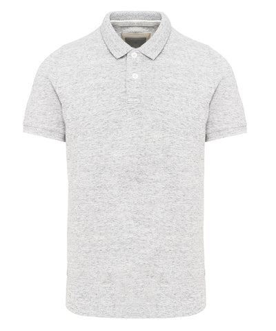 Mens vintage short sleeve polo shirt | Ash Heather