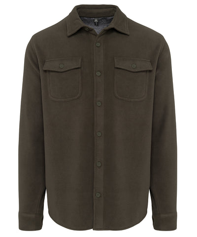 Sherpa-lined fleece overshirt | dark khaki/storm grey