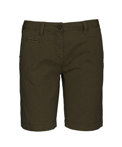 Ladies washed effect Bermuda shorts | washed light khaki
