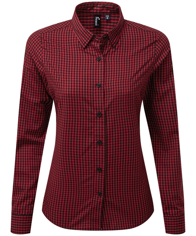 Womens Maxton check long sleeve shirt | black/red