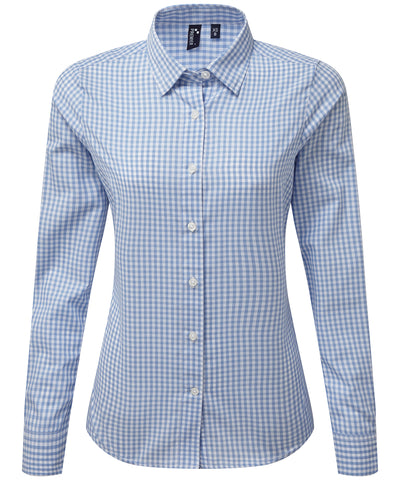 Womens Maxton check long sleeve shirt | light blue/white