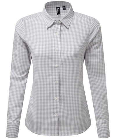 Womens Maxton check long sleeve shirt | silver/white