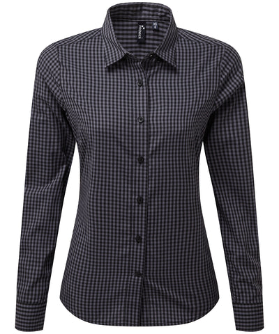 Womens Maxton check long sleeve shirt | steel/black