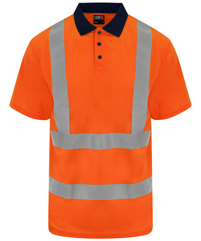 High visibility polo | hv orange/navy