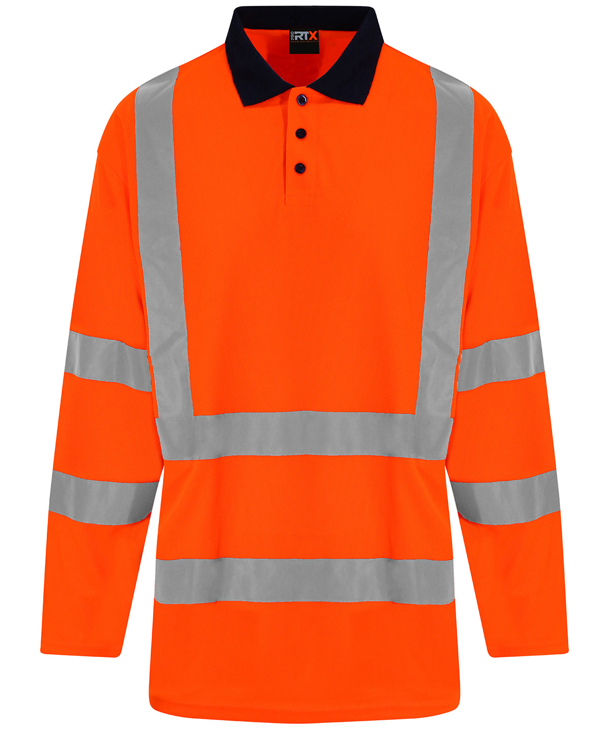 High visibility long sleeve polo | hv orange/navy
