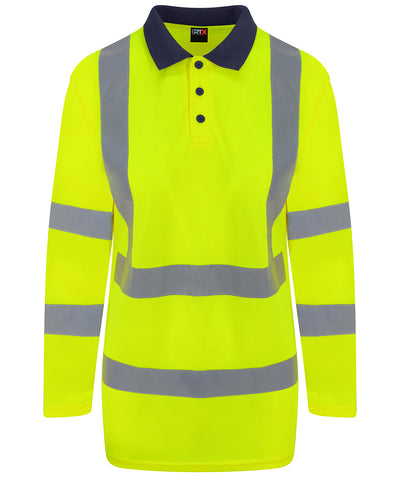 High visibility long sleeve polo | hv yellow/navy