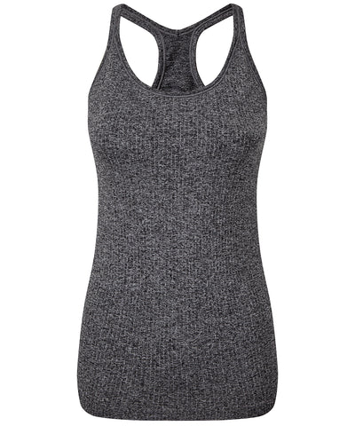 Womens TriDri® seamless 3D fit multi-sport sculpt vest with secret support | black melange
