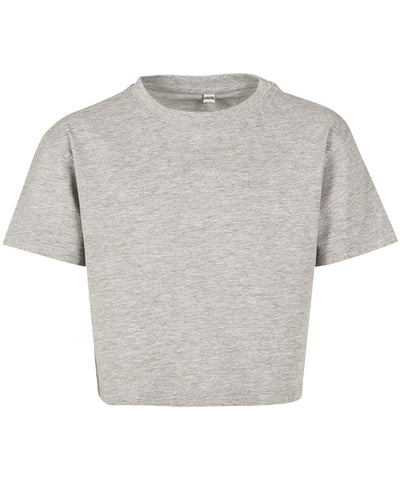 Girls cropped Jersey tee | heather grey