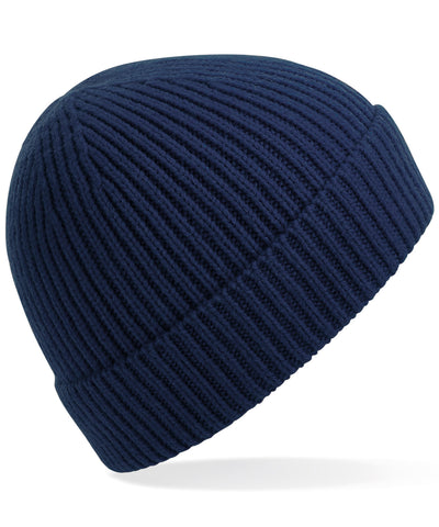 Engineered knit ribbed beanie | oxford navy