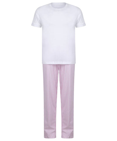 Kids long pyjamas | white/pink/white stripe