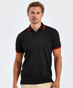 Mens classic fit tipped polo | black/yellow