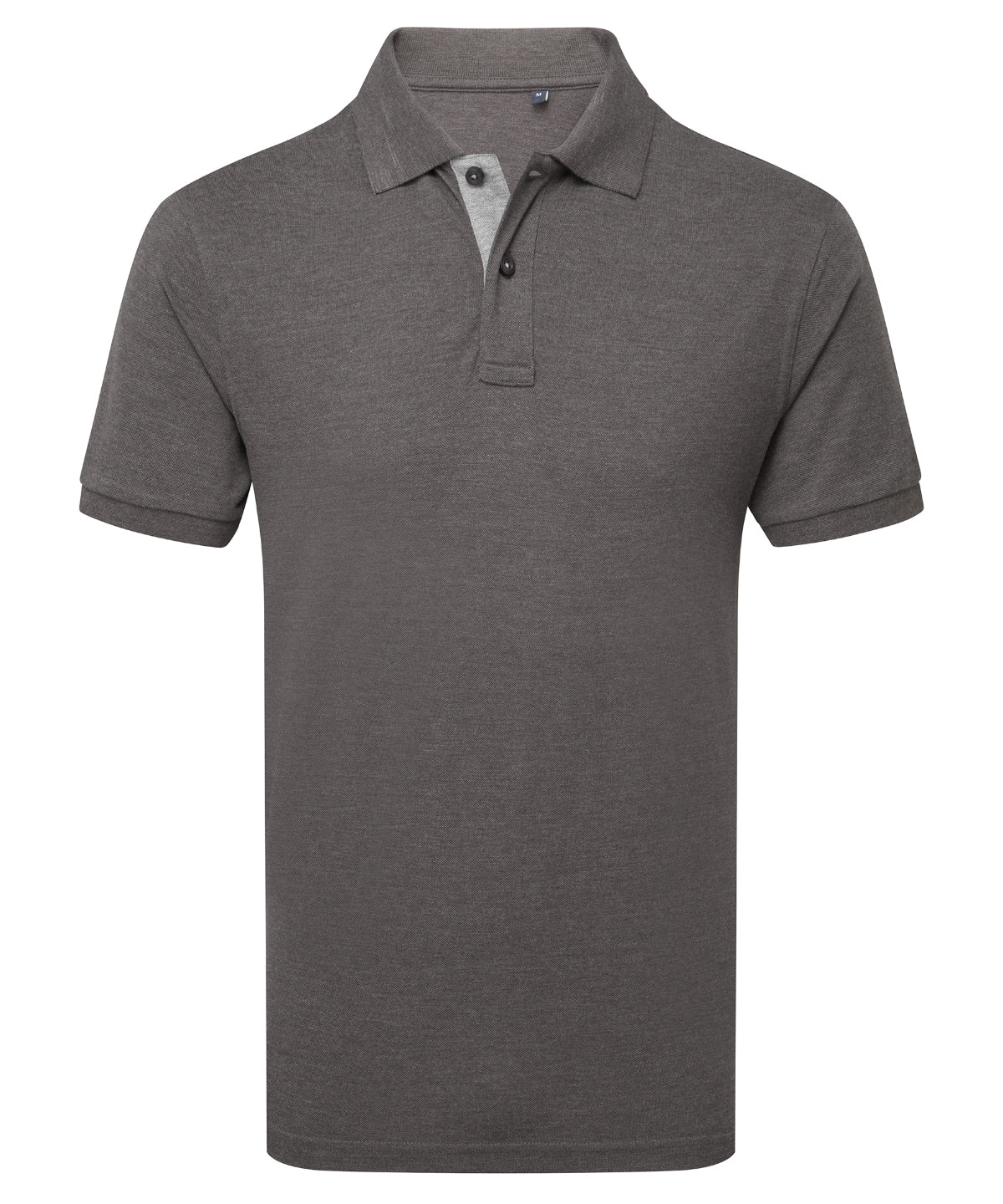 Mens classic fit contrast polo | charcoal/heather grey