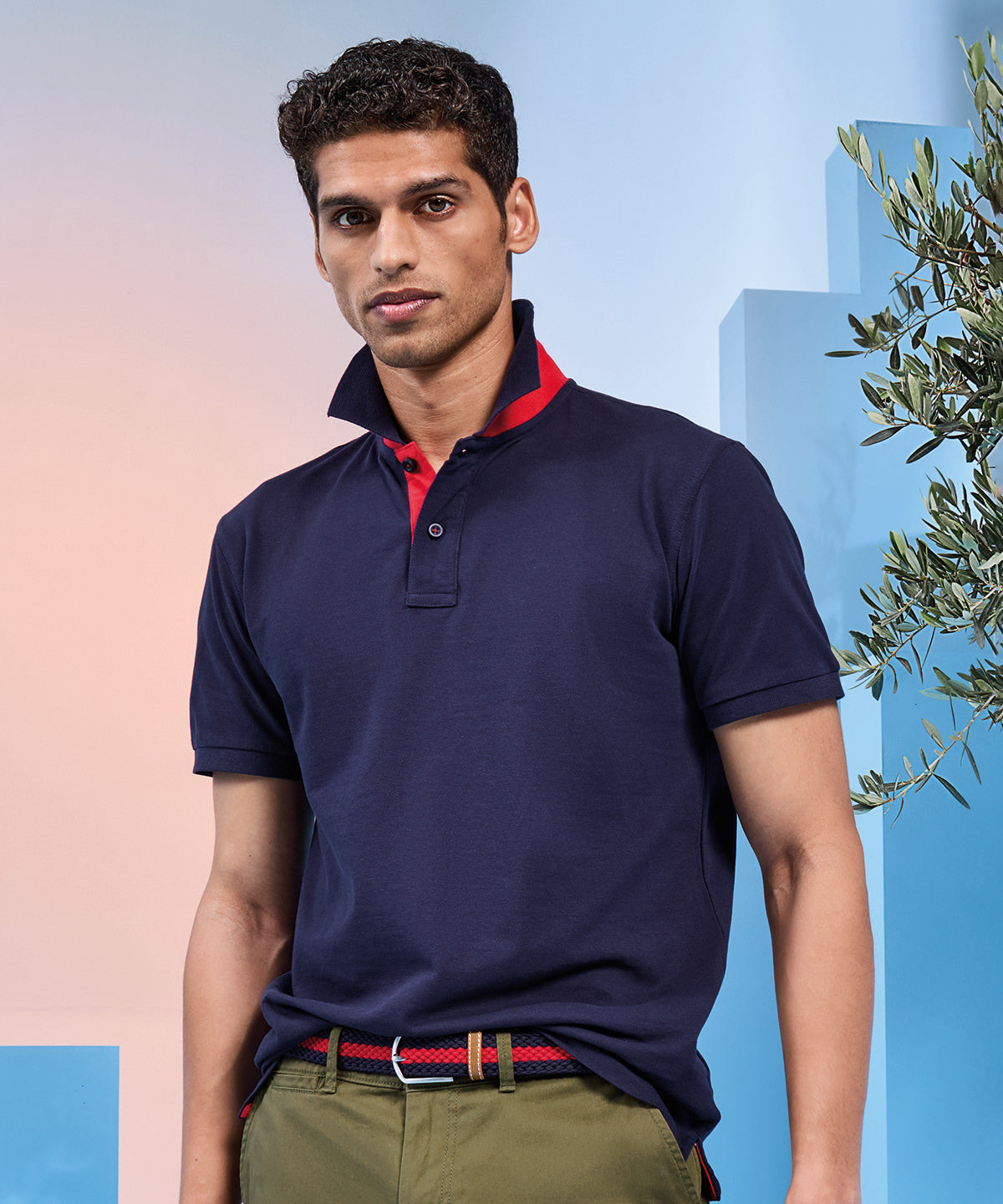 Mens classic fit contrast polo | navy/white