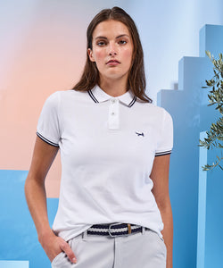 Womens classic fit tipped polo | black/white