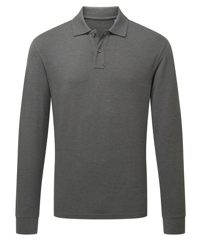 Mens classic fit long sleeved polo | charcoal