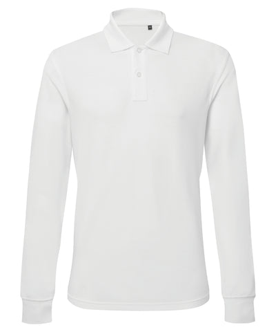 Mens classic fit long sleeved polo | white