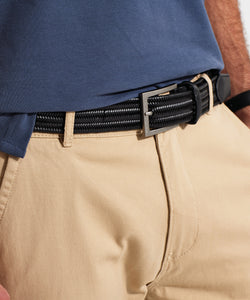Leather braid belt | black