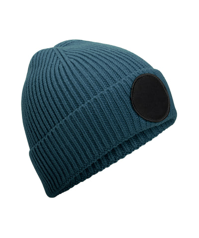 Circular fashion patch beanie | airforce blue/black