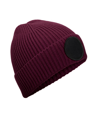 Circular fashion patch beanie | burgundy/black