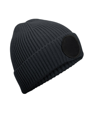 Circular fashion patch beanie | graphite grey/black
