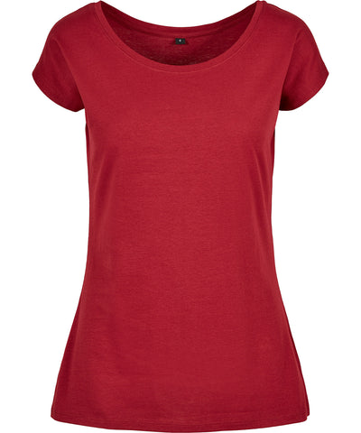 Womens wide neck tee | burgundy