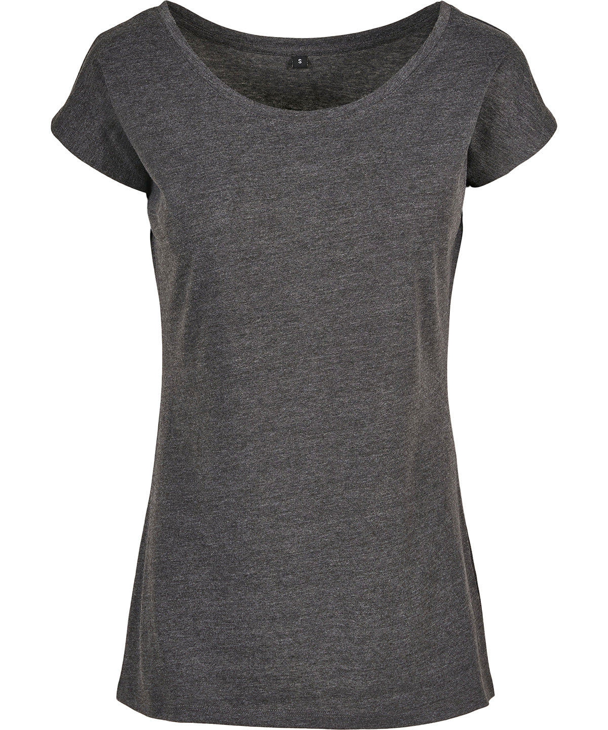 Womens wide neck tee | charcoal