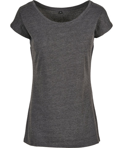 Womens wide neck tee | charcoal