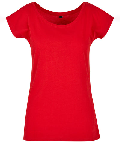 Womens wide neck tee | city red