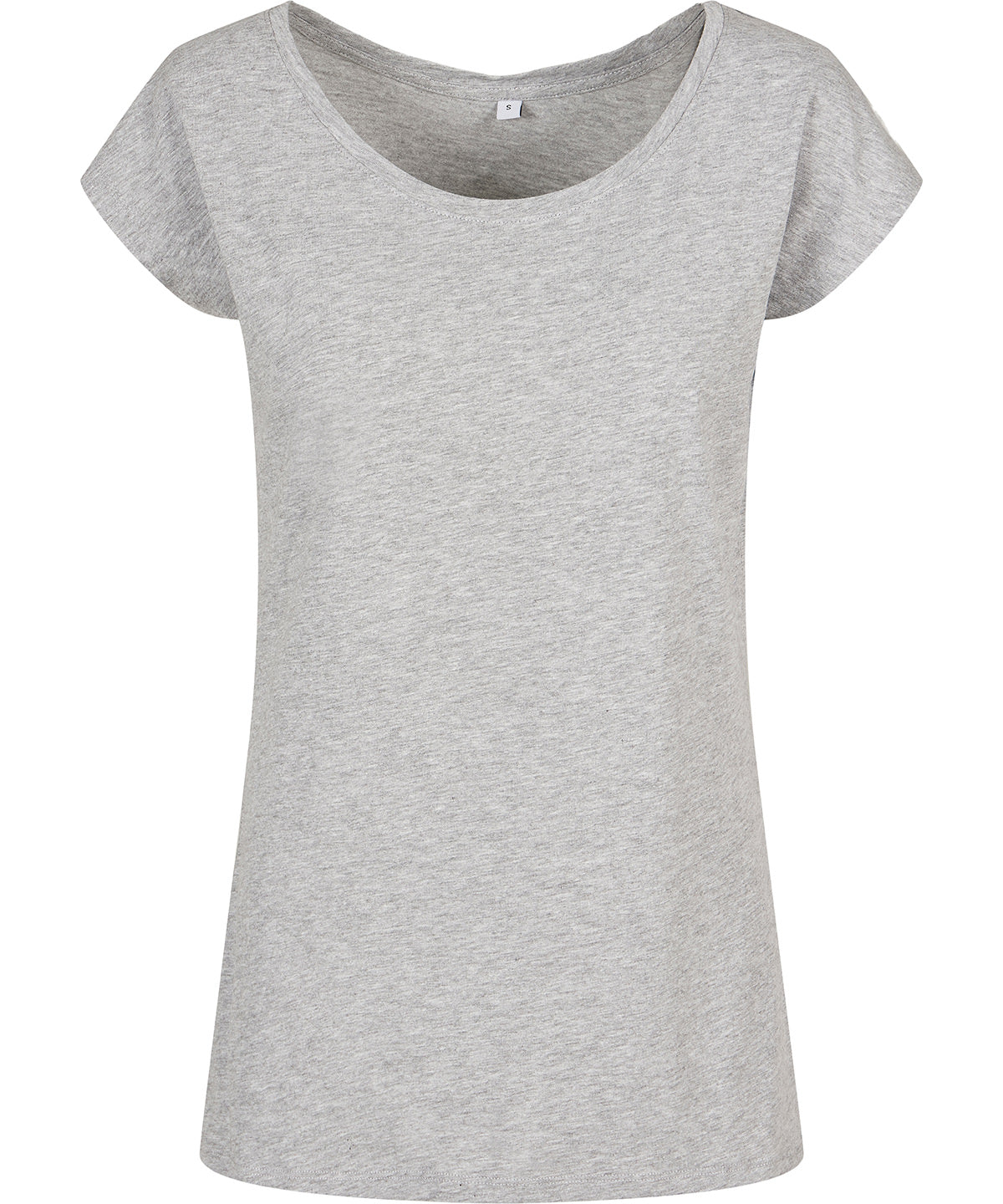 Womens wide neck tee | heather grey
